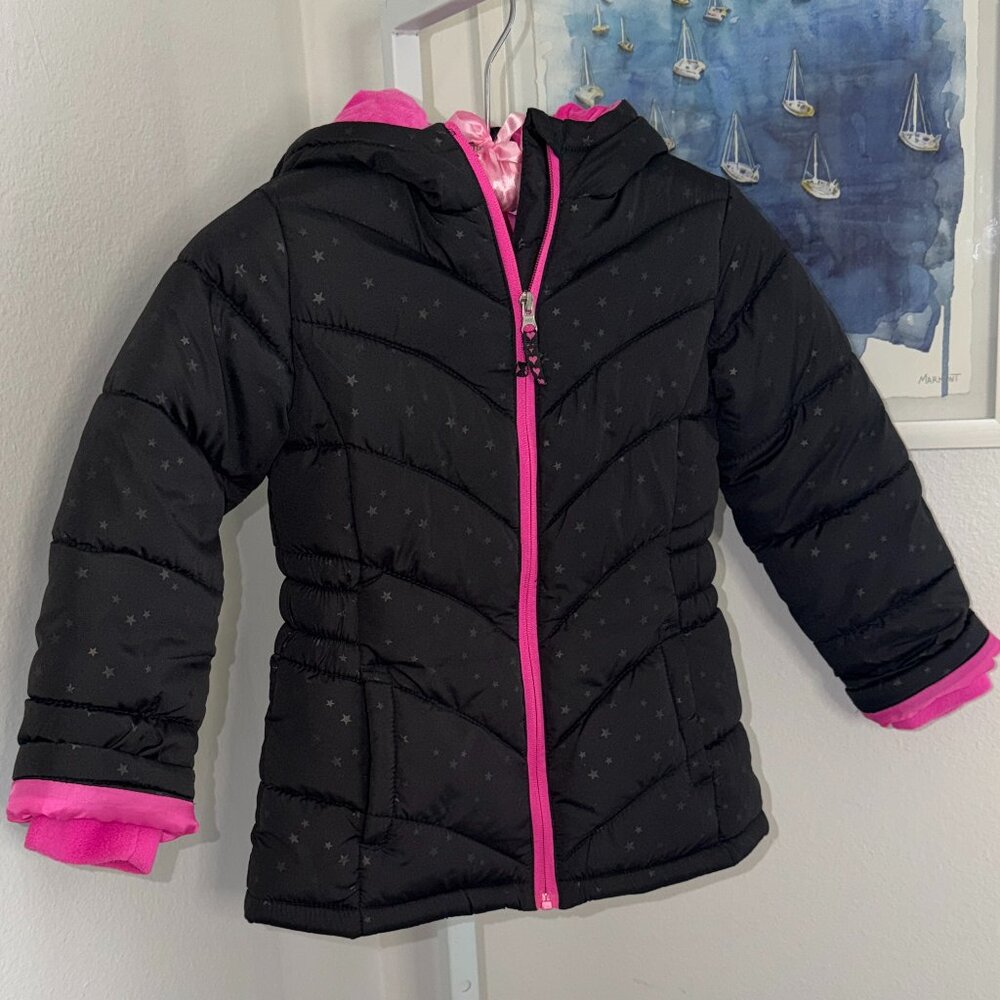Girls Puffer Coat with Hood - Size XS (4-5)